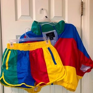 90s colorful windbreaker set